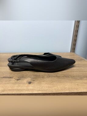 Halston Heritage Black Leather Slingback Flats Women’s 10